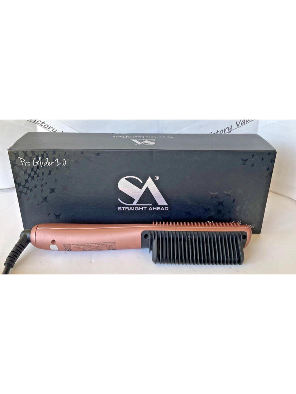 Straight Ahead Pro Glider 2.0 Hair Straightening Brush Comb Rose Gold Black